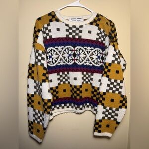 Vintage Kitty Hawk By Vivian Wang Funky Sweater | Size Medium | Grandpacore